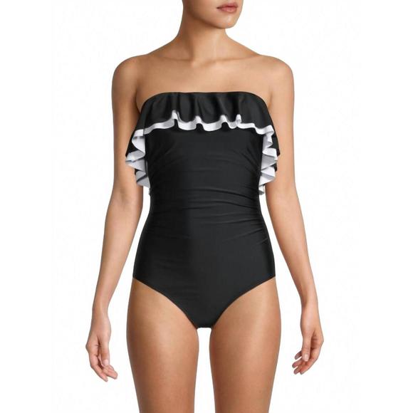 NEW TOMMY HILFIGER standard one piece swimsuit with straps in black - Picture 1 of 3
